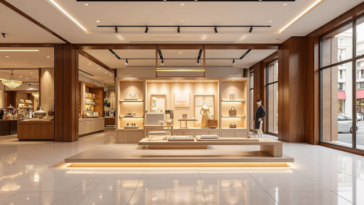 上海回力专卖店，时尚购物街区，临街店面，现代化装修风格，橱窗展示吸引顾客